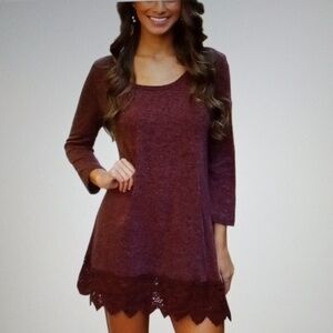 Miyang Women's Lace Trim A-line Mini Dress